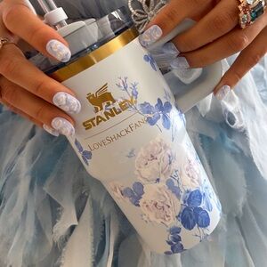 LoveShackFancy Stanley 20oz Tumbler - Blue - Everblooming Rosettes BNIB*ON HOLD*